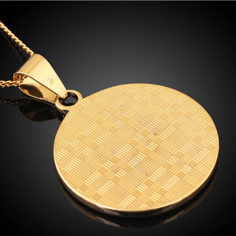 New Design High Quality 18K Gold Plated China Dragon Round Necklace Pendant For Men