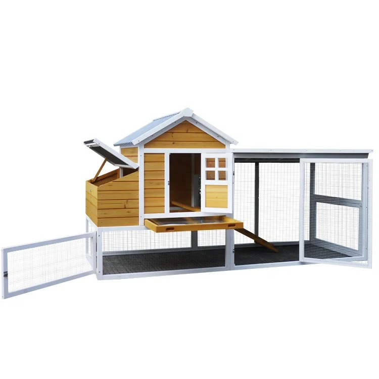 Waterproof Wooden Poultry folding tractor Pet Cage mobile duck House large run chicken coop with egg nesting for 8 birds