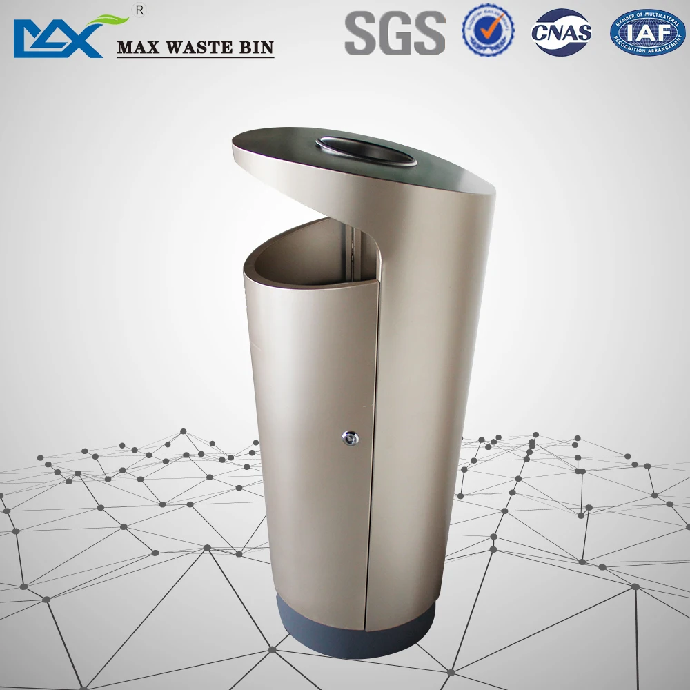 Trash Bin Garbage Bin Outdoor Waste Bin MAX Public Dustbin Metal with Ashtray and Street Storage Bucket IRON Open Top Stocked