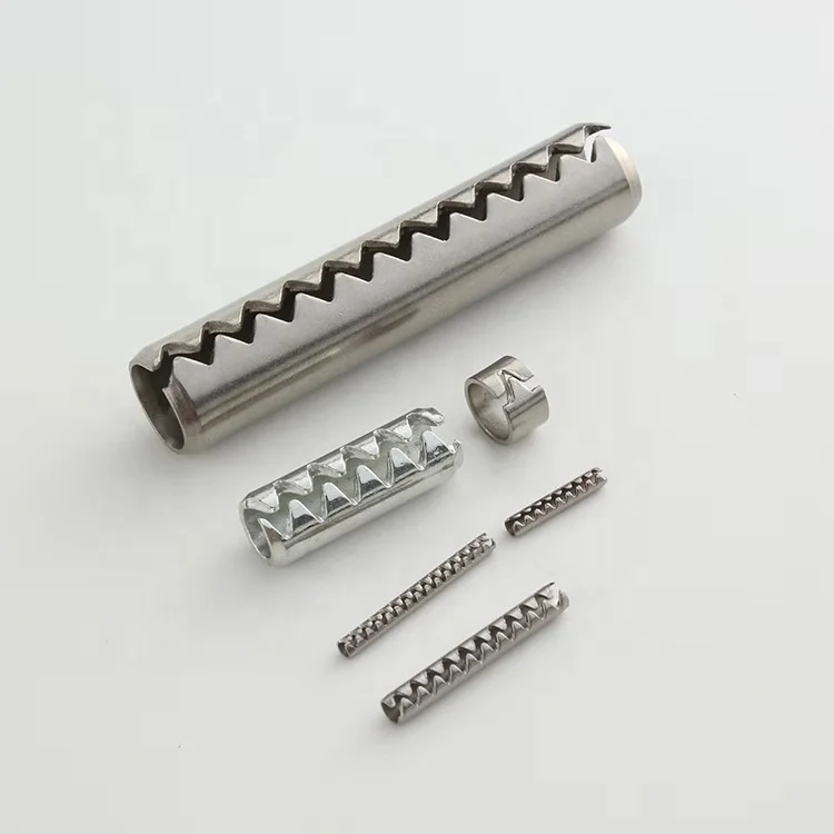 Factory customized high quality JIS B2808 65Mn/stainless steel cylindrical slotted serrated spring tension pins