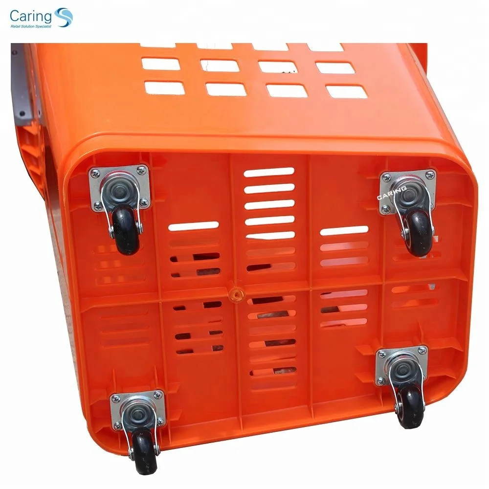Wholesale priced shopping basket with wheels/plastic wheel shopping basket/shopping trolley