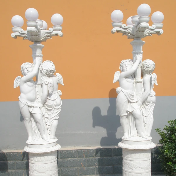 Large Garden Stone Marble Little angel Light Statues