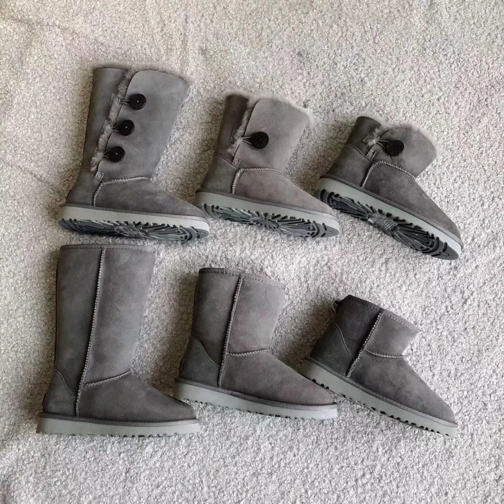 Wholesale High Quality Sheepskin boots Mini button Suede fur genuine leather  winter boots for women