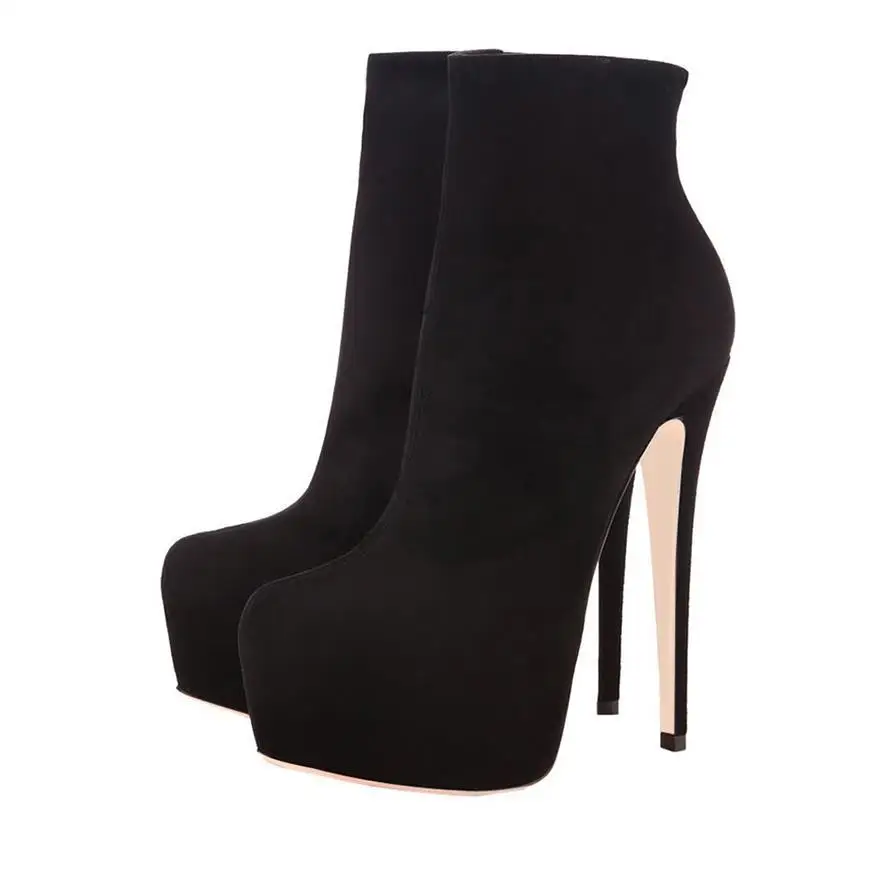 HMB3 suede upper platform 14cm high heel ankle boots for women