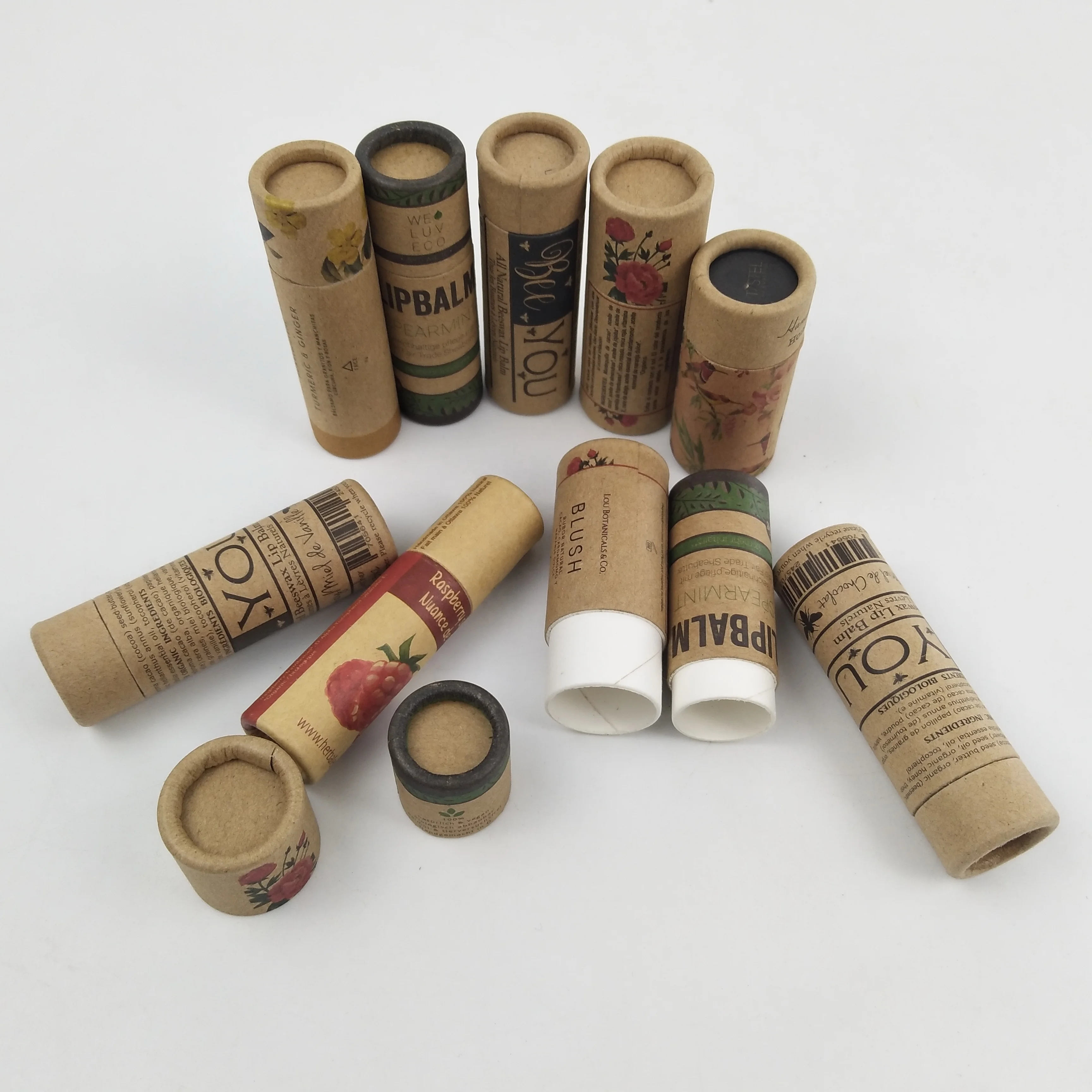 biodegradable lip stick /lip balm /lip gloss paperboard push tube kraft
