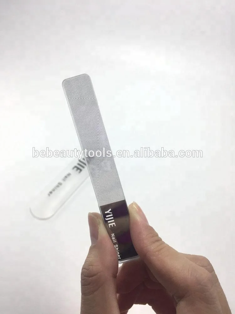 Tempered glass nail files buffer shiner, nano crystal manicure nail shiner with mirror, beauty nail polished files in PVC case