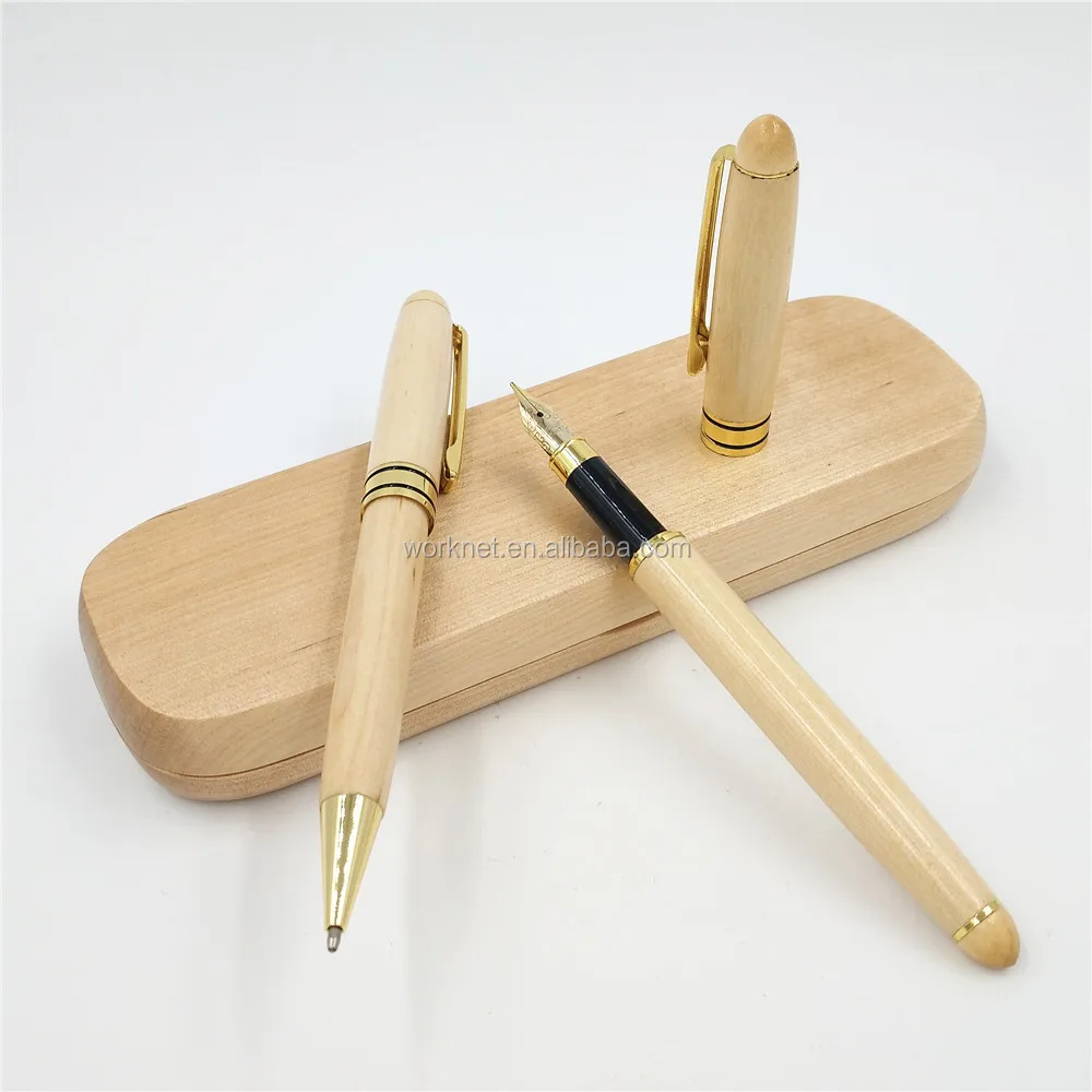 Factory Wholesale High Quality Custom Logo Bamboo Ball-point Pen Bamboo Fountain Pen With Bamboo Case For Business Gift