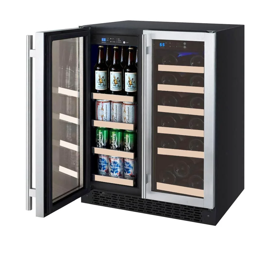 36Bottle Dual Zone lg compressor wooden sliding ball bearing Wine Refrigerator fridge