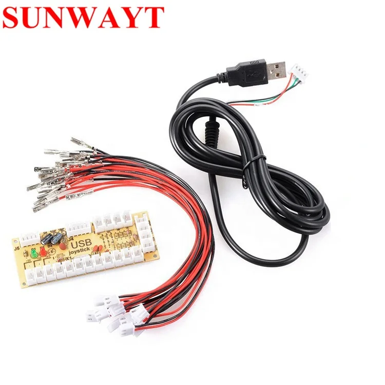 1 Player  DIY Arcade Kit Zero Delay USB Encoder PC +JLF-TP-8YT Japan Sanwa Joystick + OBSF-30 Sanwa Buttons For Mame Parts