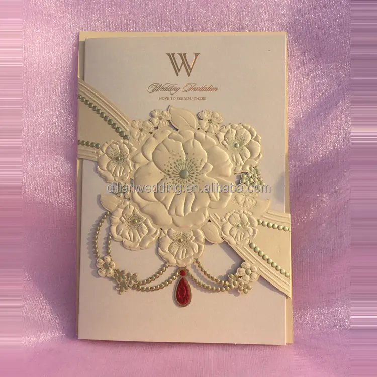 2017 New embossing flower laser cut wedding cards invitation