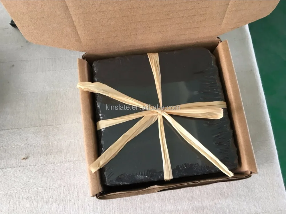 2024 Factory Direct Sales  10 x 10 cm set of 4 pieces Square Black Slate Coaster Stone Coaster