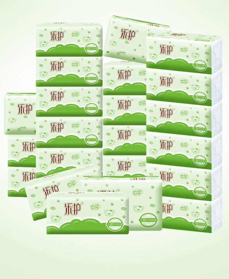 Rounuo wholesale soft pack facial tissue, 100% wood pulp, 3 ply