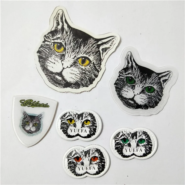 Triangle Square rectangle eyelet leather label cat animal pu trademark metal logo sign for jeans bags shoes