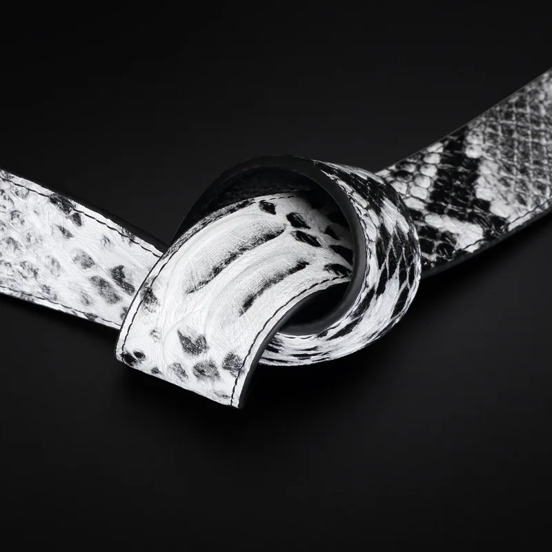 3.3cm width snake style,viper style first class cow leather material leather belts