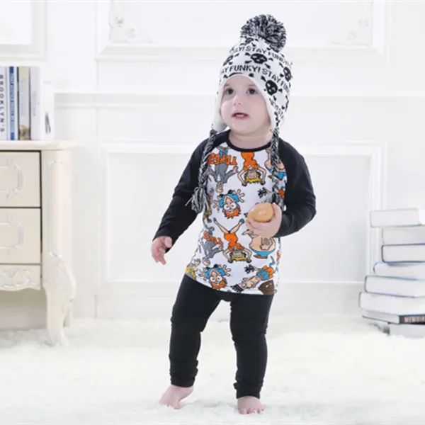 Прохладный шаблон черепа детские трикотажные шапки пом о лучших на осень мода унисекс вязание шляпы с