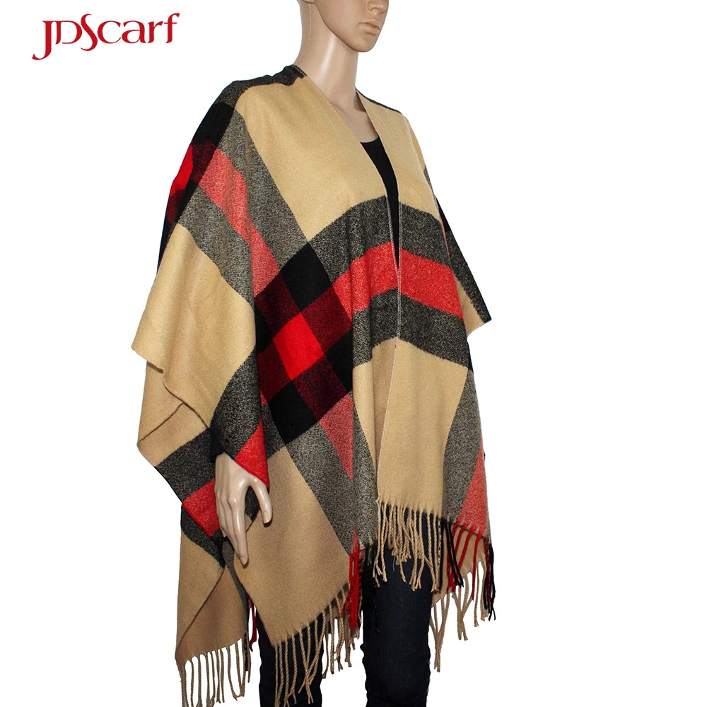 autumn-winter for women ponchos shawls plaid warm poncho