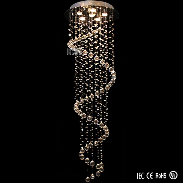 Custom made modern fashion flower stairs hotel lobby double helix raindrop crystal luxury chandelier