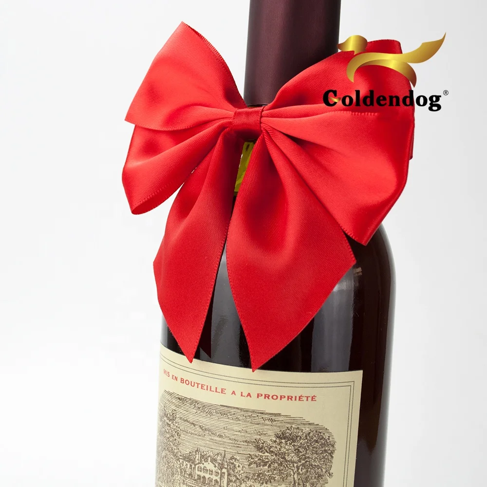 Cheap wholesale wedding decoration with satin butterfly satin ribbon wine bottle bow tie