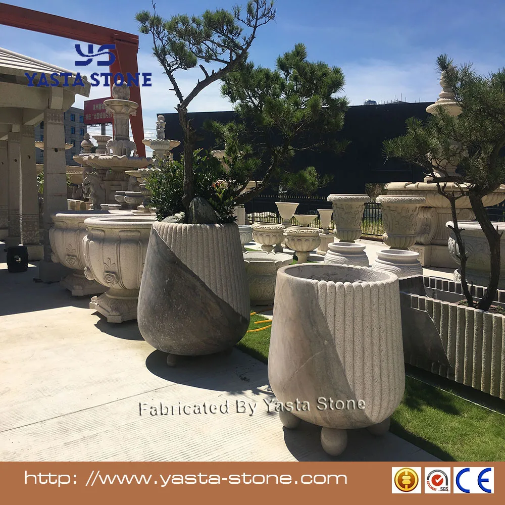 Customized design outdoor stone pot Extra big round garden flower pot