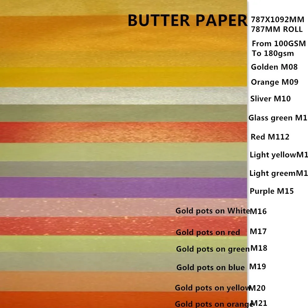 
 Цветные рулоны масляной бумаги  