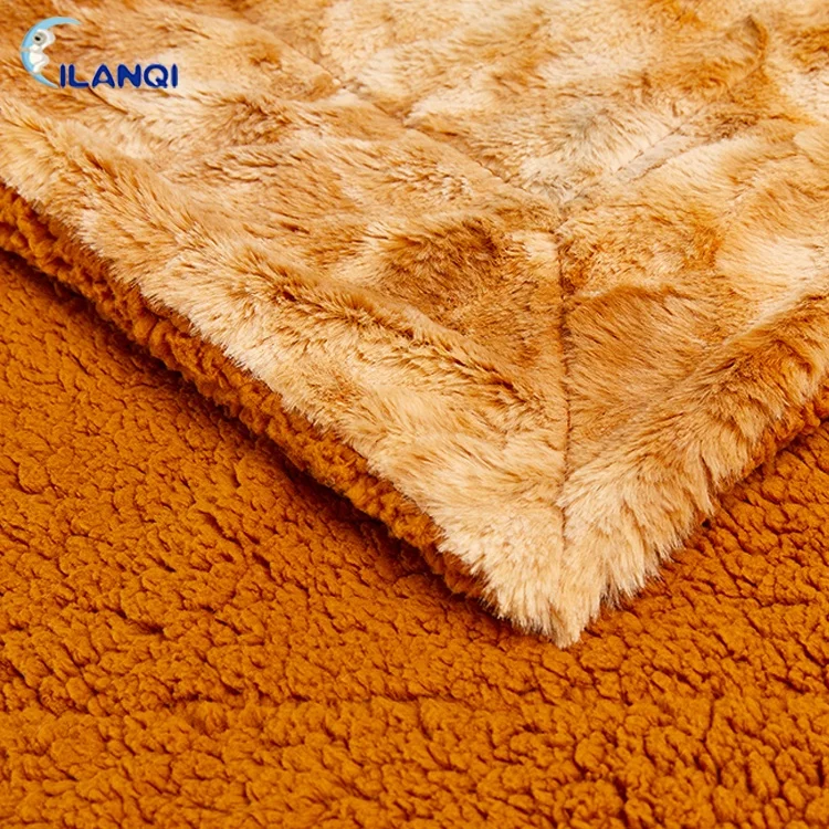 
China Manufacturer Thick Double Layer Blanket Cozy Plush And Sherpa Sofa Thorw For Winter 