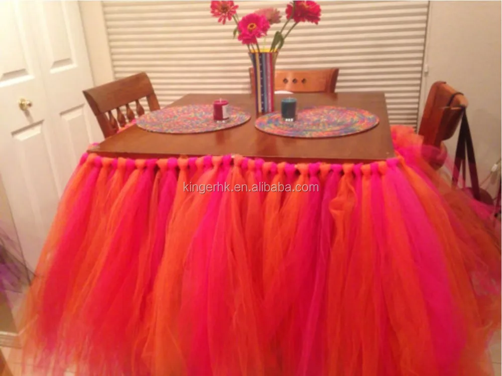 
Elegent wedding table skirts tutu tully for birthday party events decoration 