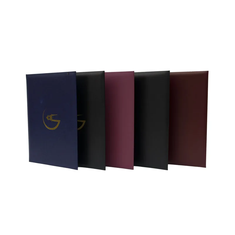 Custom certificate holder with hot stamped logo,leather certificate folder,diploma folder for school