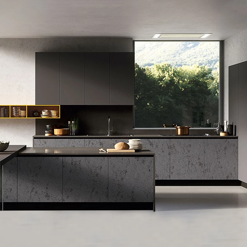 High-end cherry wood kitchen cabinet design