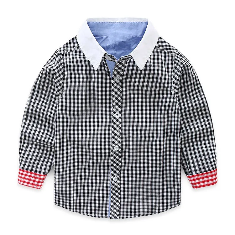 Оптовая продажа, новинка, стильная клетчатая Одежда для мальчиков на пуговицах, осенняя одежда, рубашки поло