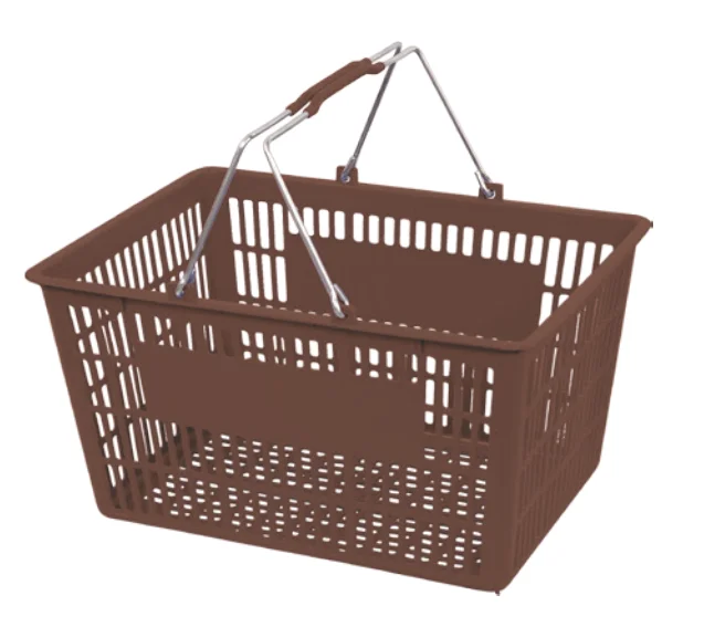large capacity mesh bottom metal handle shopping basket plastic