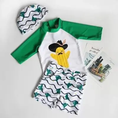 kids children shark designs 2 pcs fish unicorn cactus rash guard surf wear surf suit bathing suit beach wear swimsuit swimwear