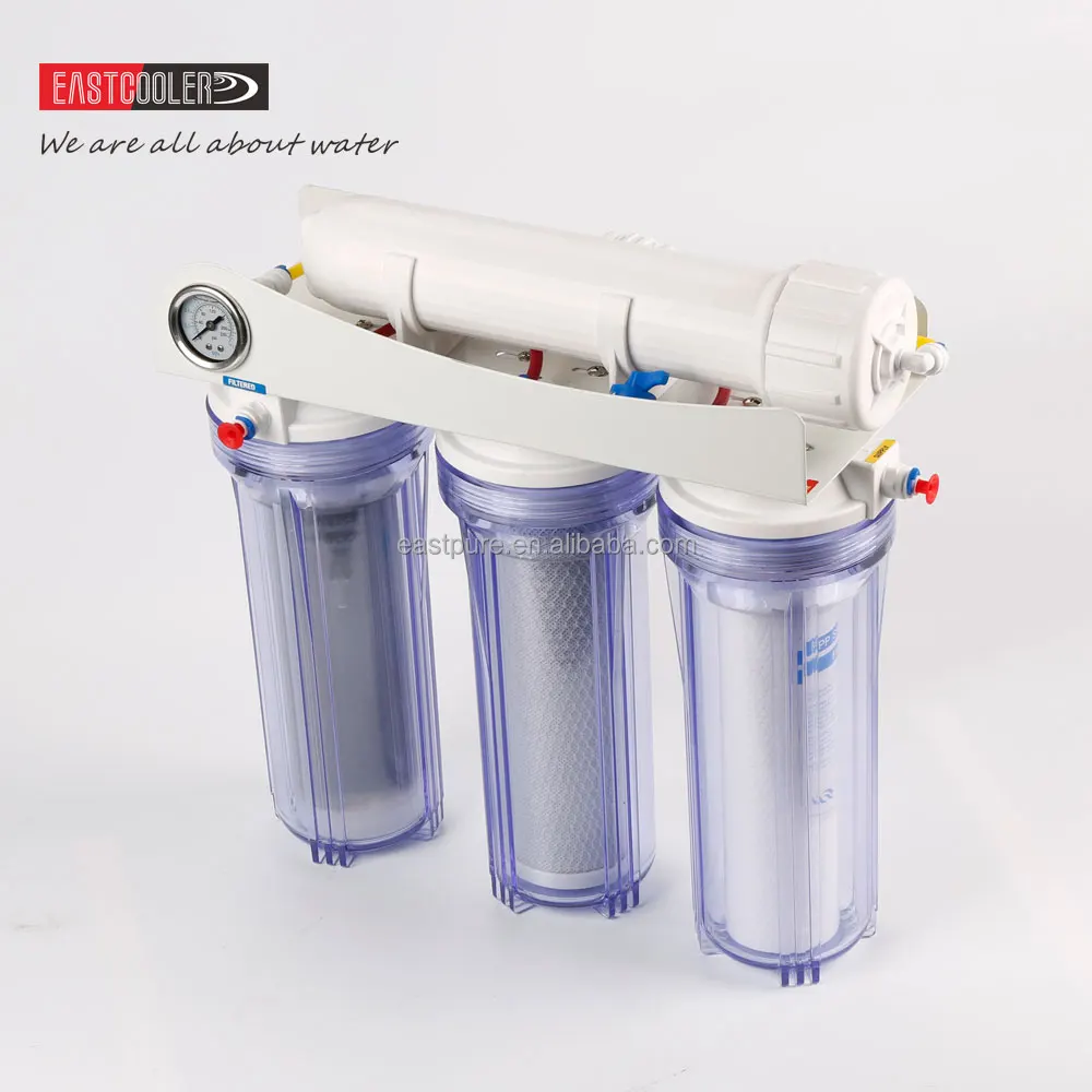 
ECRO4S-C-E02 Eastcooler 4-Stage Reverse Osmosis/Deionization (RO/DI) - Aquarium Reef Water Filter System 