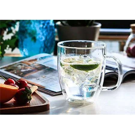 Hot sale thermo glass cups double wall drinking glass thermos cup transparent coffee mug