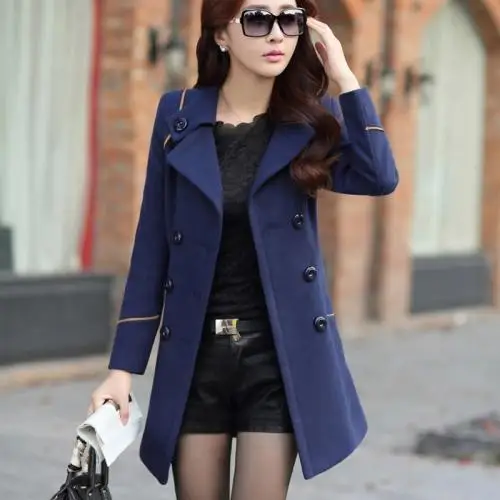 ladies overcoat designs Viscose hot sale fall Plus Size Women Overcoat mid-long style & breathable patchwork 213884