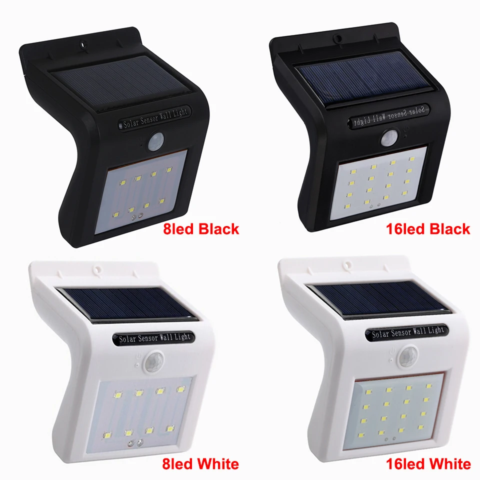 Водонепроницаемый уличный садовый светильник на солнечной батарее, IP65, 8 светодиодов, настенный светильник для забора с пассивным ИК датчиком движения, led_solar_light