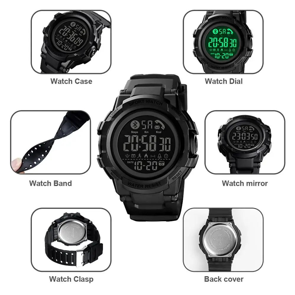 SKMEI 1501 Men Multifunction Connect with Phone Outdoor Sport Digital Smart Watch