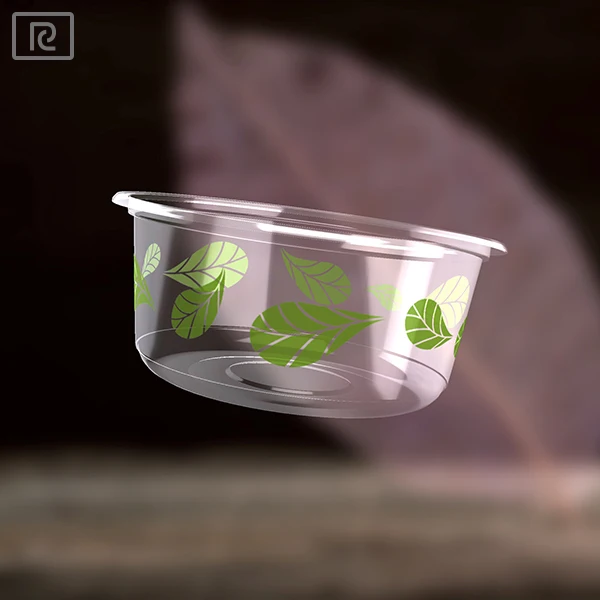 R-PLA 8oz 12oz 17oz 20oz 24 oz clear food salad fruit disposable glass container plastic bowls with lids