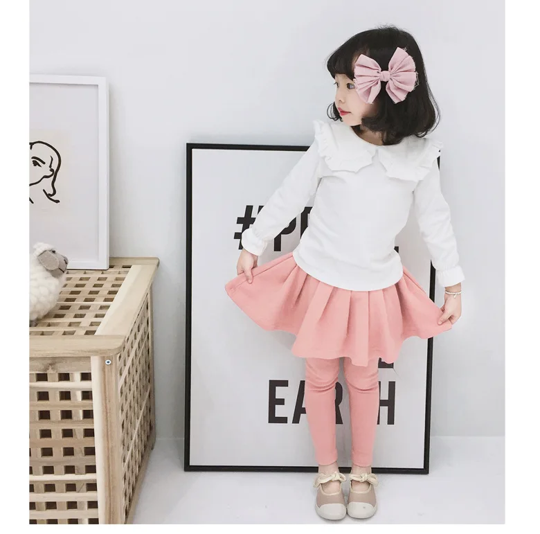 
fancy autumn sweet doll collar kids ruffle long sleeved top girl t- shirt 