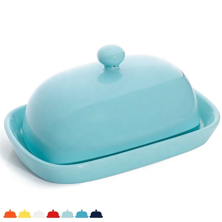 Custom Wholesale Porcelain Kitchenware Rectangle Ceramic Butter Dish Plate Dessert Butter Dish with Lid