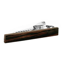 Wooden Tie Clip Silver Wood Tie Bars