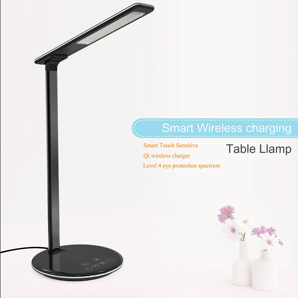 2 in 1 LED Table Lamp Folding Touch Eye Protection Desk Lamp Fast Wireless Charger