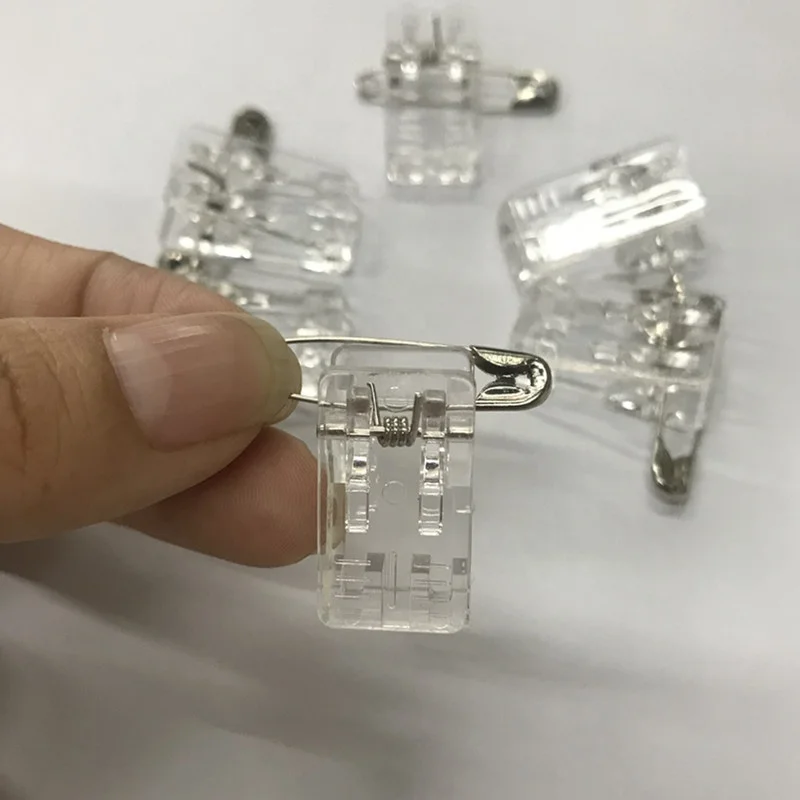 ID Badge Card Holder Adhesive Plastic Clip With Safety Pin