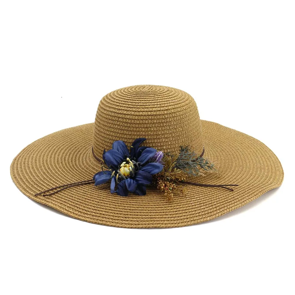
Flowers Decorated Women Summer Straw Hat Cheap Beach Hat Wholesale 