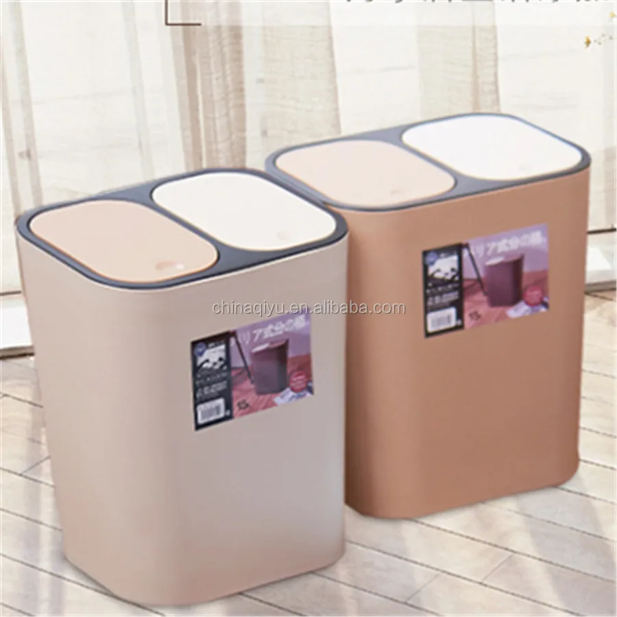 
Wholesale 2 compartments eco-friendly plastic trash can 