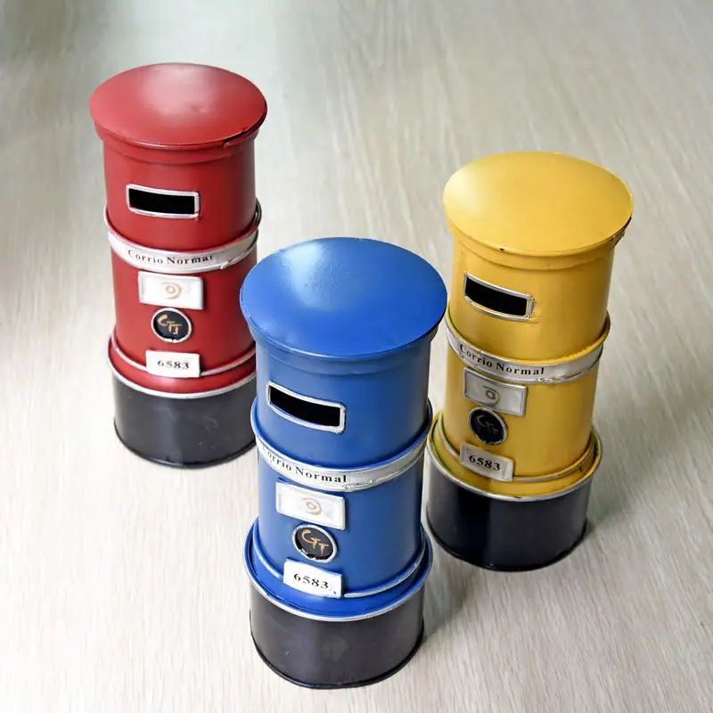 
custom classical post box money bank tin coin bank 