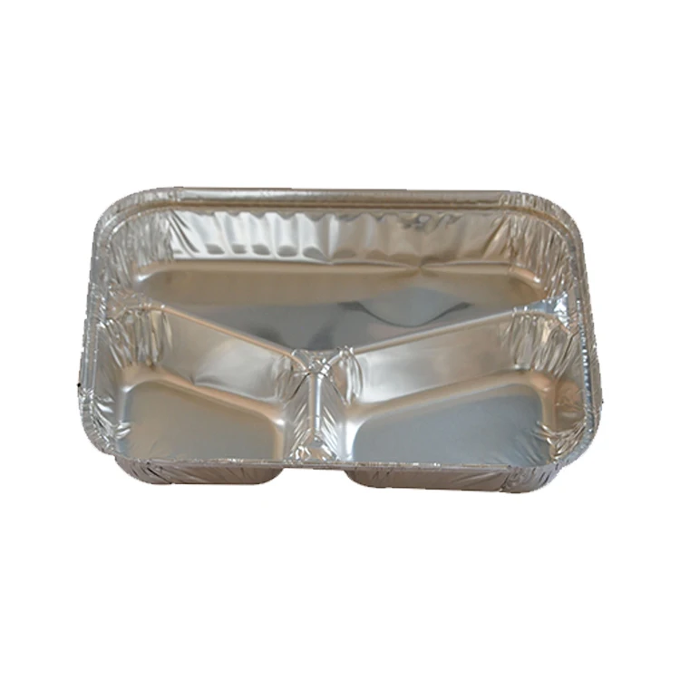 user friendly design 3 compartment foil take out food containers temperature aluminum foil container pie pan tray with lids