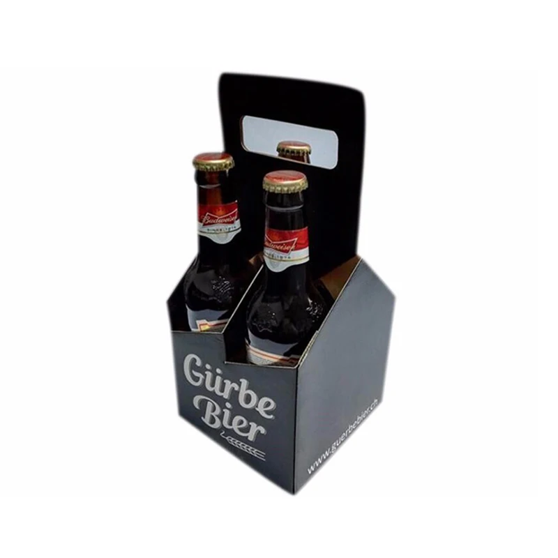 Full printing recyclable  2 4 6 Pack Paper Beer Carrier Box With Handle