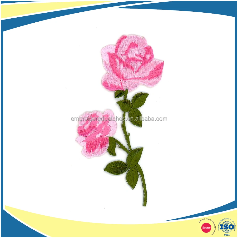 Custom Rose Flower Embroidery Iron On Patches for garments