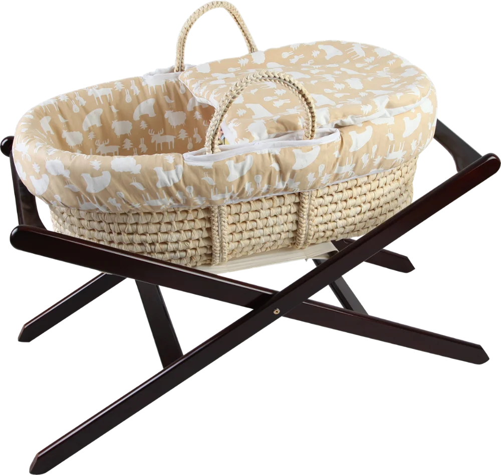
100% handmade wholesale baby bassinet woven maize moses basket with stand 