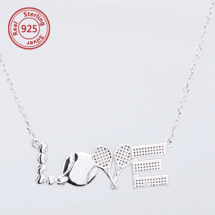 sterling silver sport jewelry tennis necklace Fashion Tennis Racquet Charm Amulet Pendants
